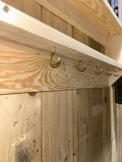 Handcrafted Double Floating Shelf with Cup Rail