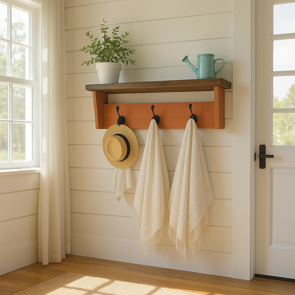 Floating Contemporary Coat Rack & Shelf