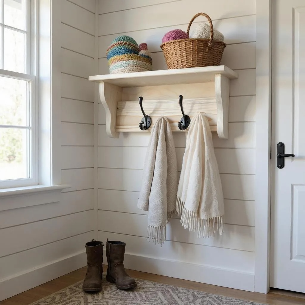 Classic Reclaimed Wood Coat Rack with Shelf