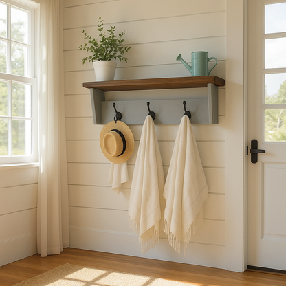 Floating Contemporary Coat Rack & Shelf