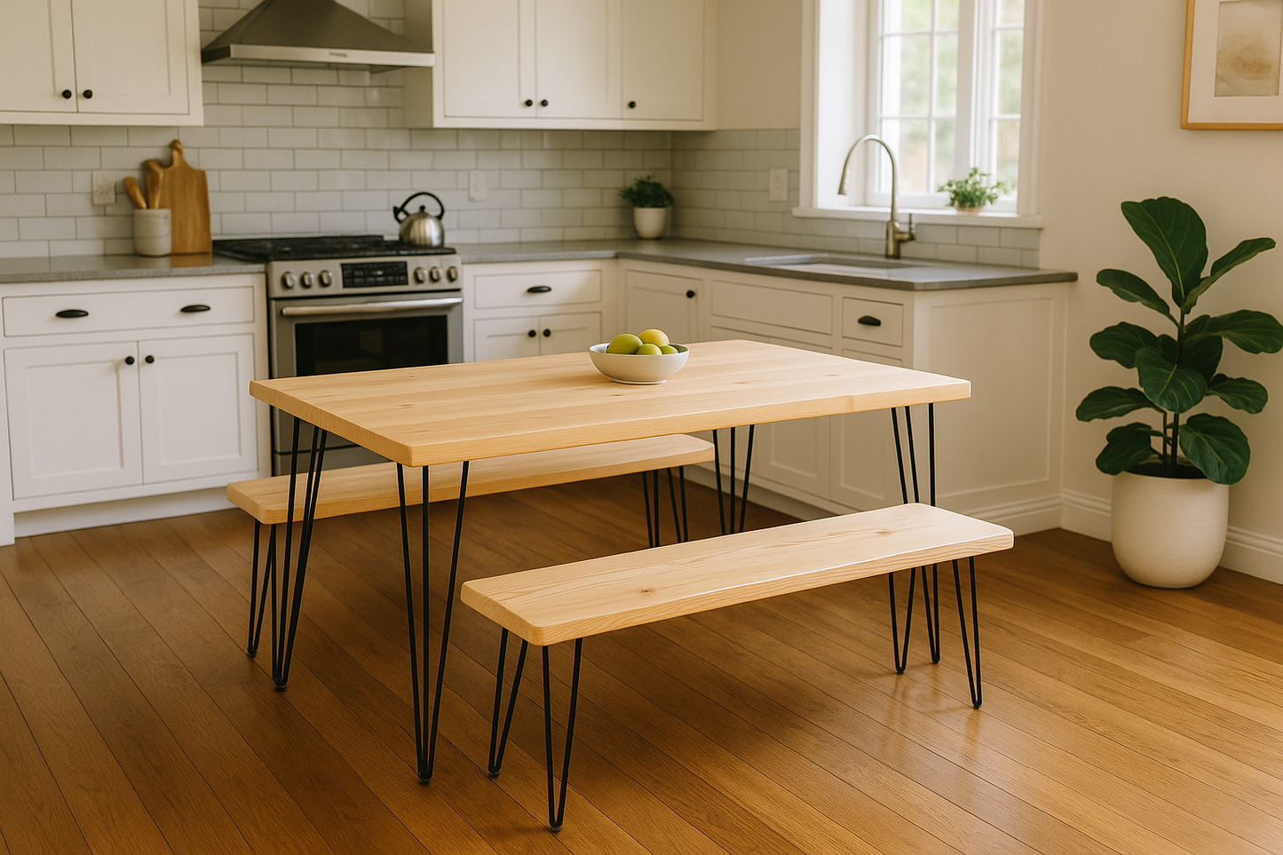 Farmhouse Inspired Pine Table & Bench