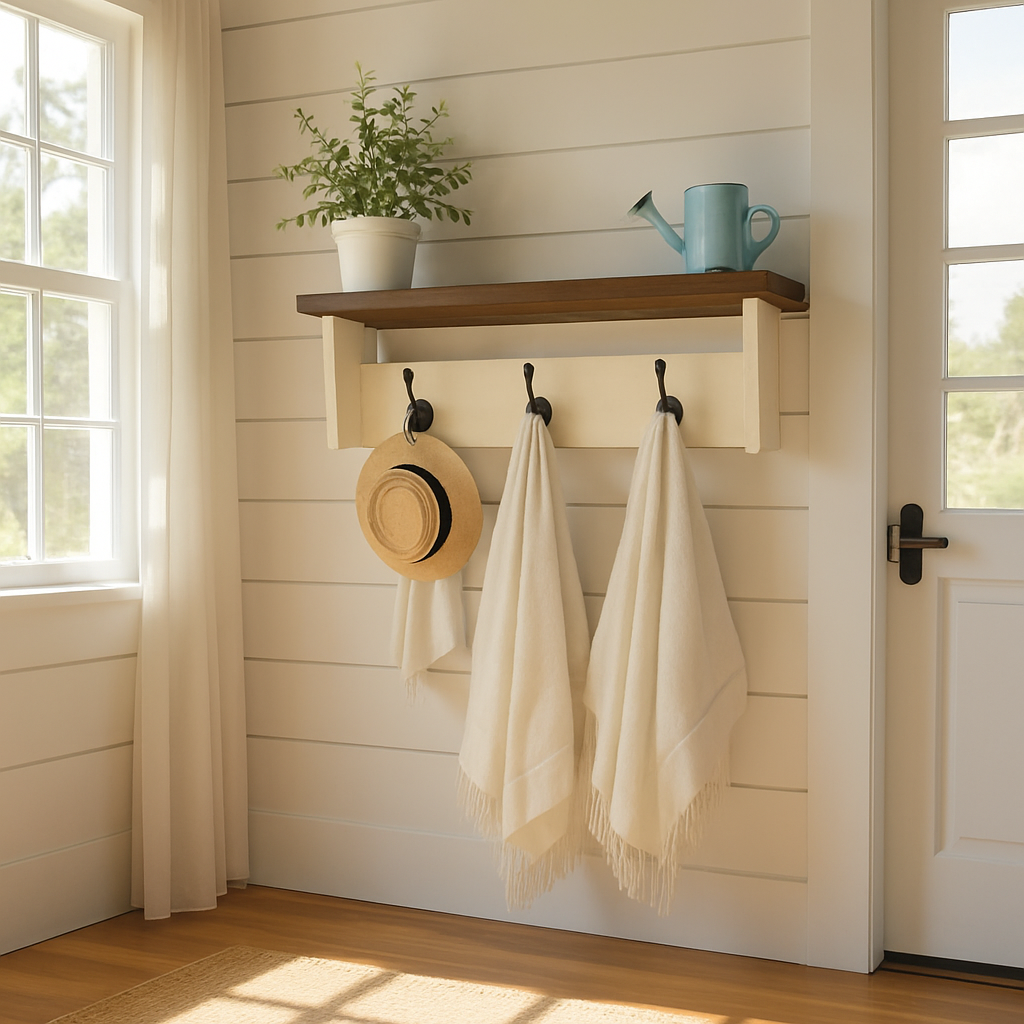 Floating Contemporary Coat Rack & Shelf