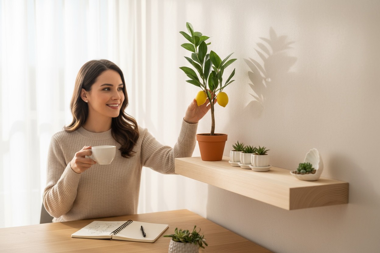 Floating shelf constructed from plywood and solid timber attached with a secret wooden bracket
