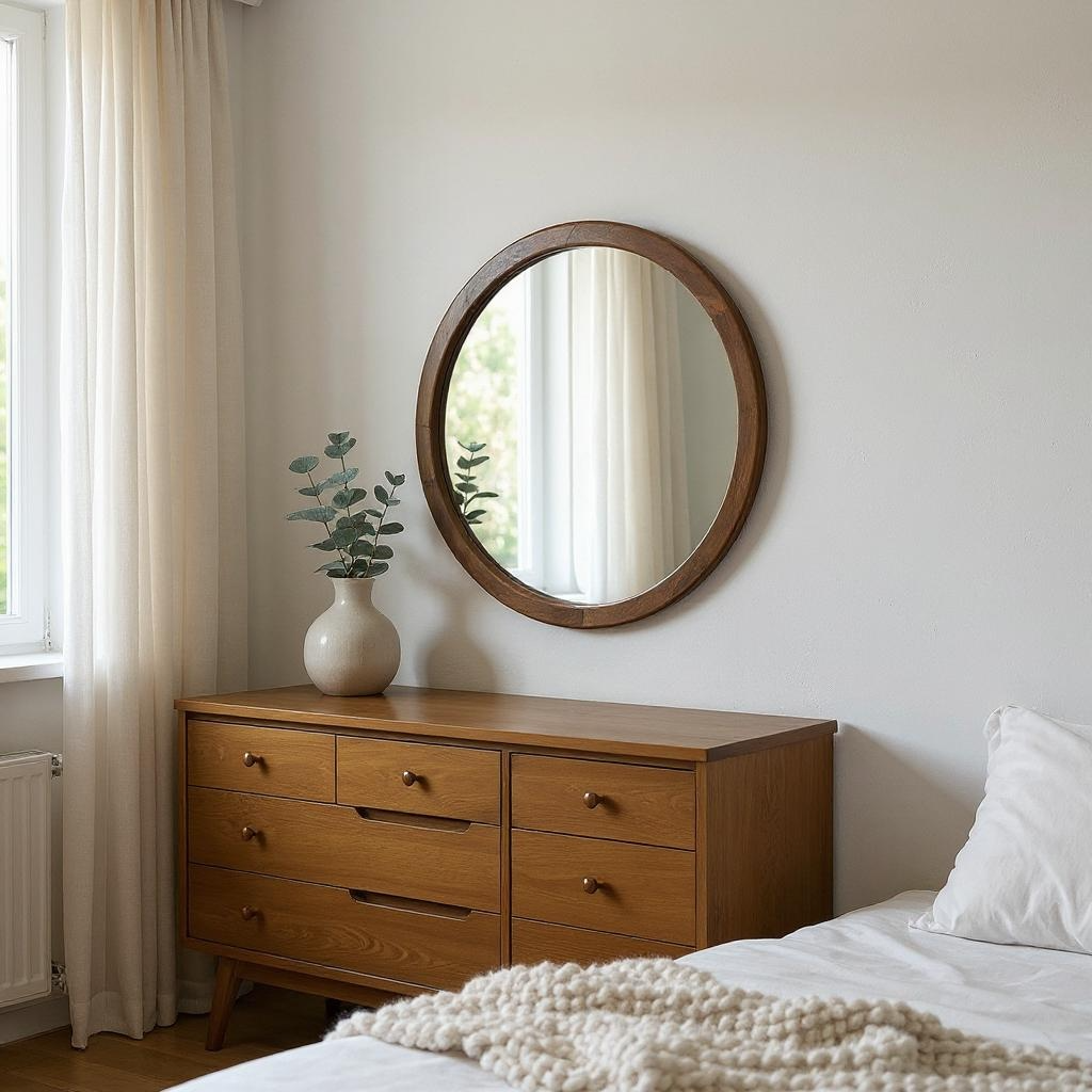 The Burford Round Walnut Mirror