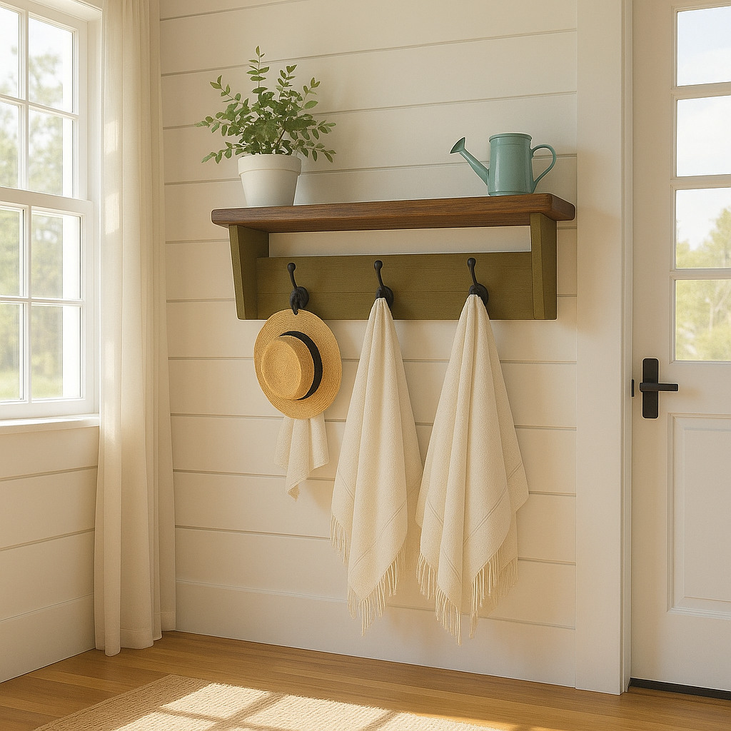 Floating Contemporary Coat Rack & Shelf