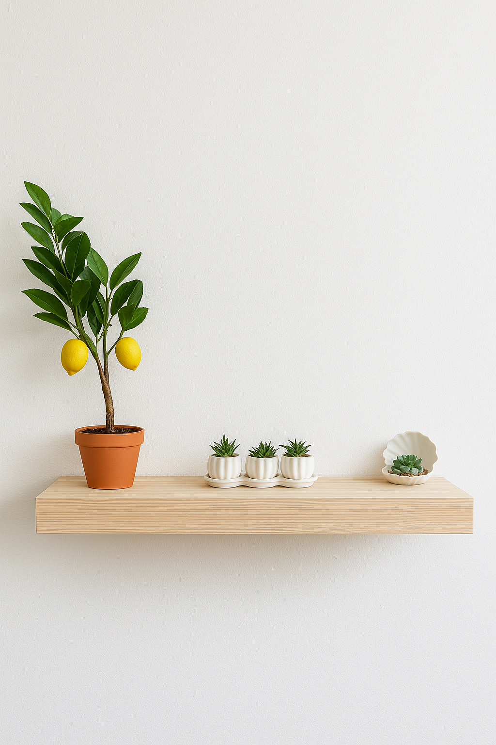 Floating shelf constructed from plywood and solid timber attached with a secret wooden bracket