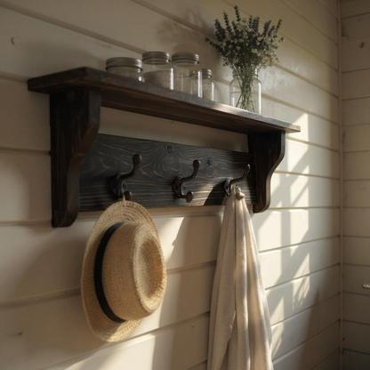 Classic Reclaimed Wood Coat Rack with Shelf