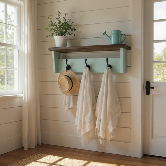 Floating Contemporary Coat Rack & Shelf