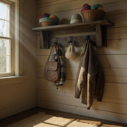 Handmade Farmhouse Coat Rack with Shelf