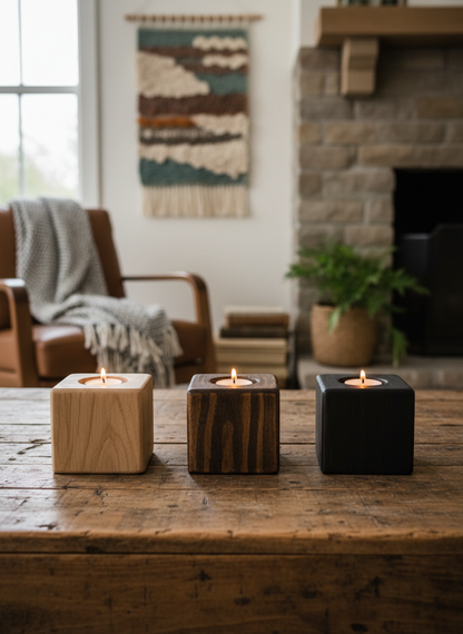 Handcrafted Reclaimed Wood Tea Light Holders
