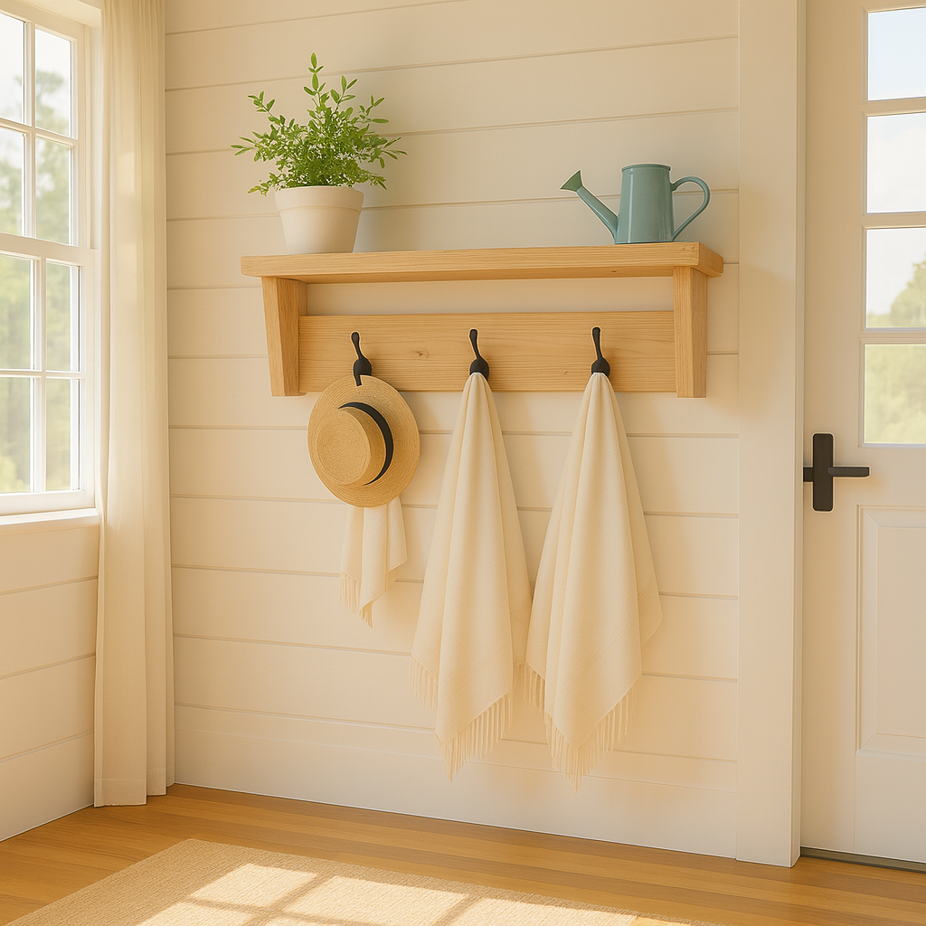 Floating Contemporary Coat Rack & Shelf