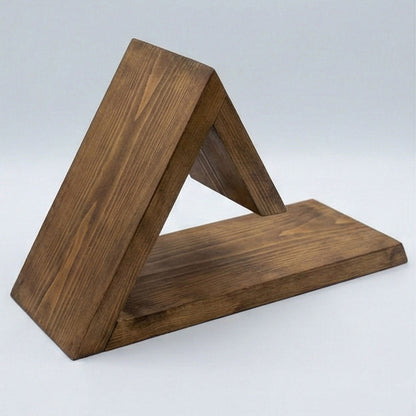Wooden Book Stand, Triangle Shelf, Bookmark & Cup Holder Decor