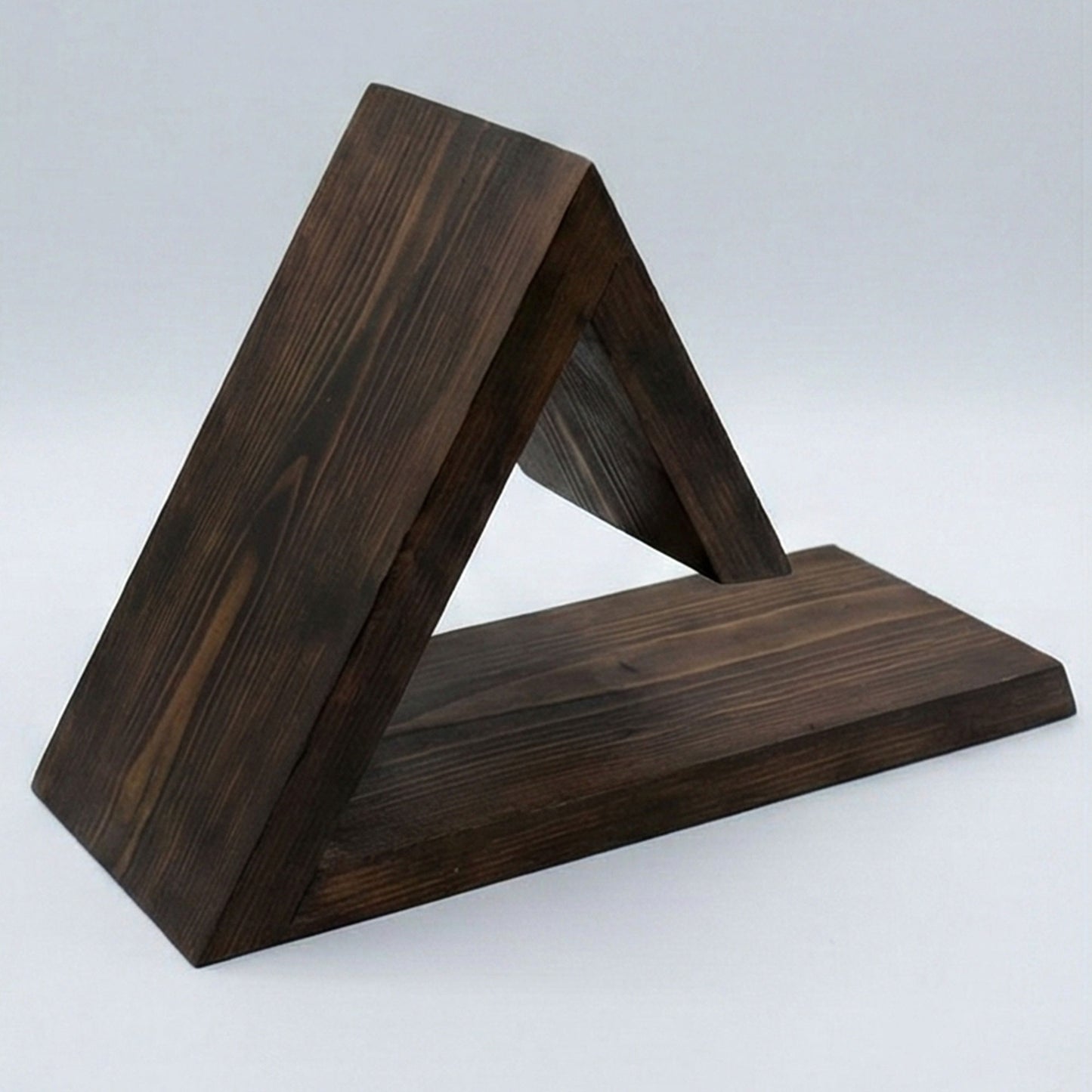 Wooden Book Stand, Triangle Shelf, Bookmark & Cup Holder Decor
