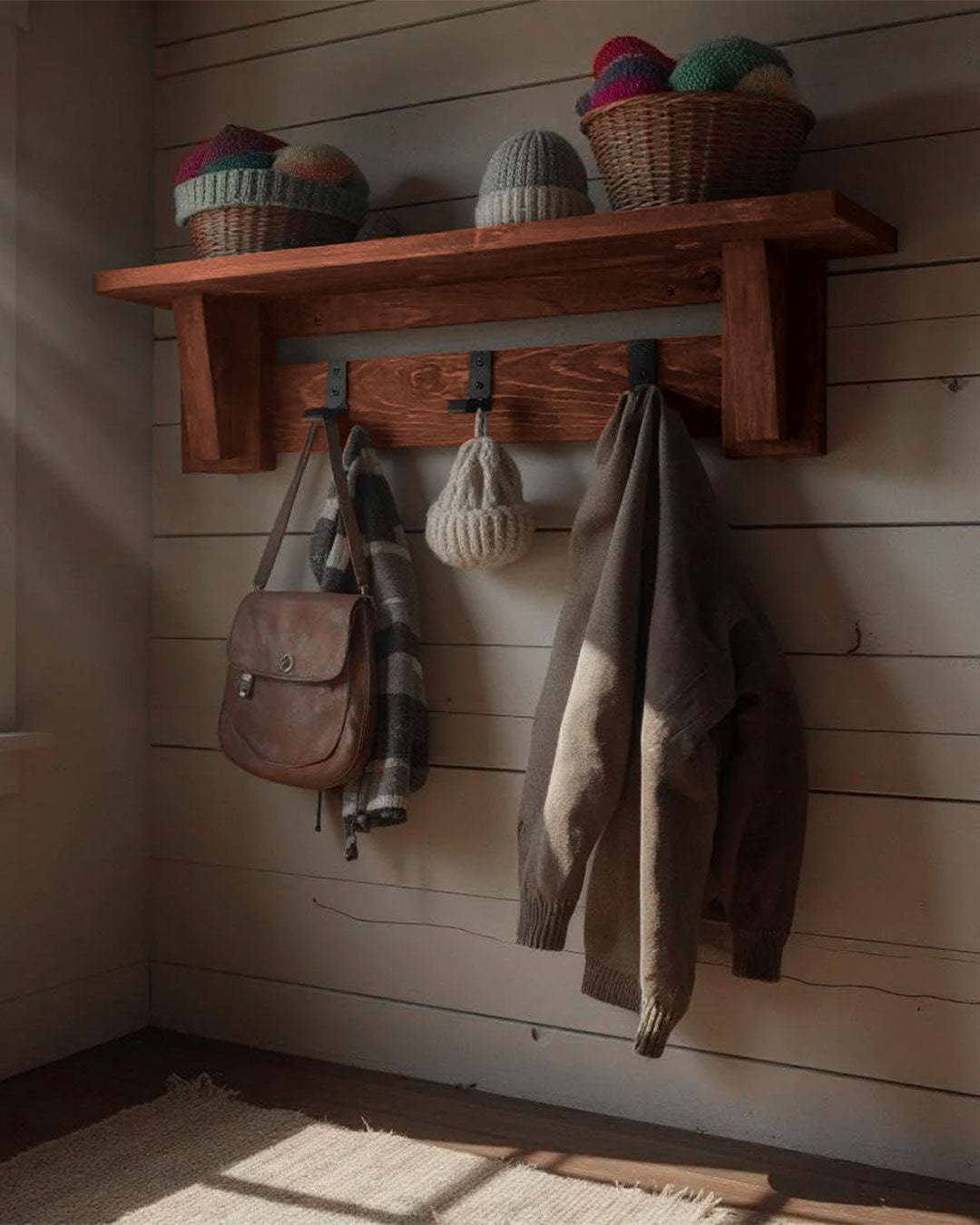 Handmade Farmhouse Coat Rack with Shelf