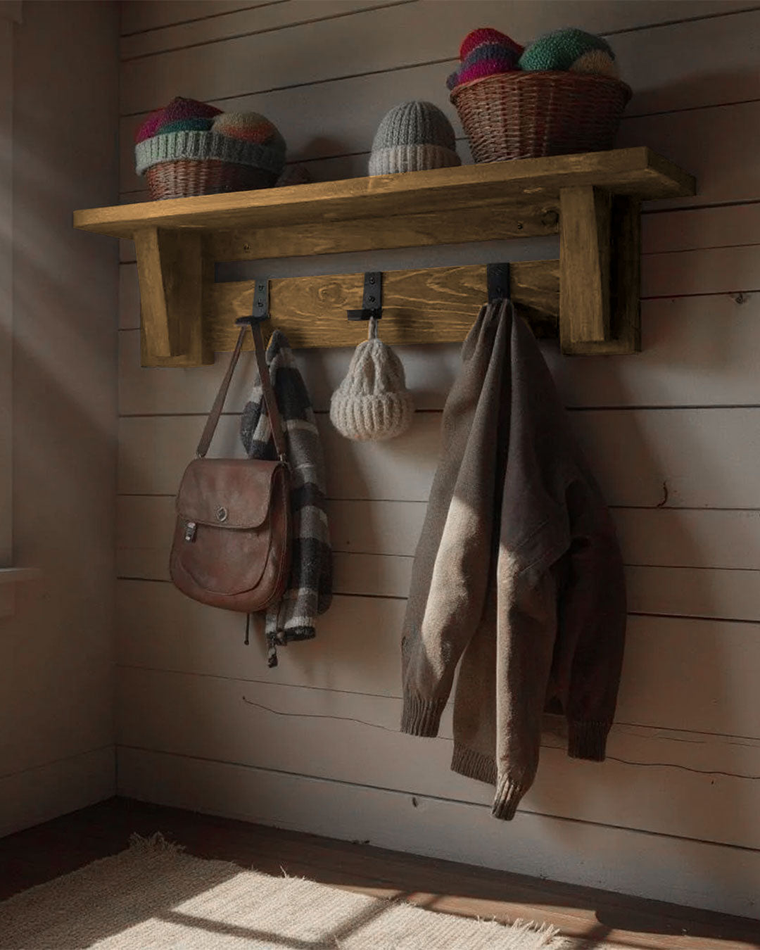 Handmade Farmhouse Coat Rack with Shelf