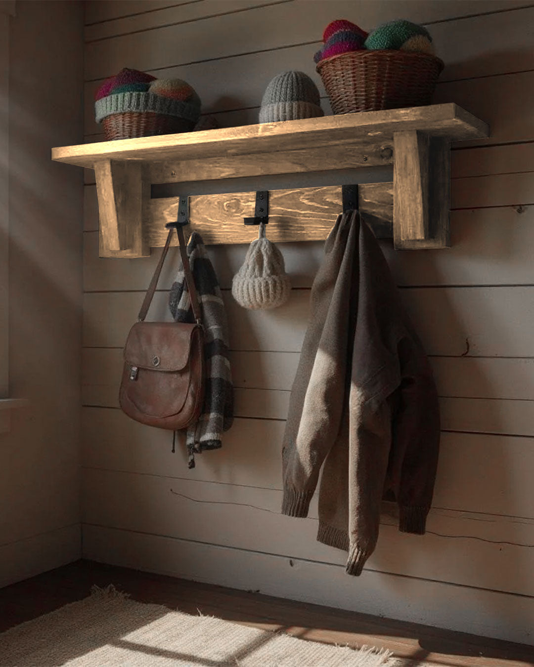 Handmade Farmhouse Coat Rack with Shelf