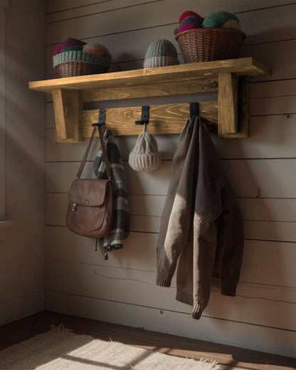 Handmade Farmhouse Coat Rack with Shelf