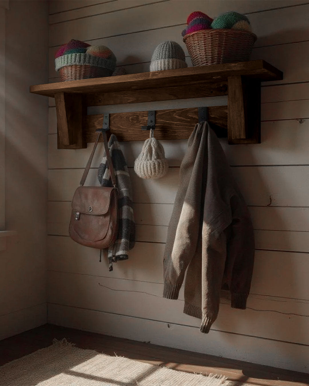 Handmade Farmhouse Coat Rack with Shelf